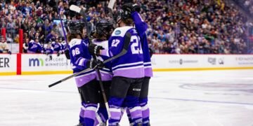 Minnesota Frost celebrate a goal