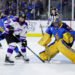 Kendall Coyne Schofield sets up out front of Kristen Campbell in Sunday's game between the Minnesota Frost and Toronto Sceptres - Photo @ PWHL