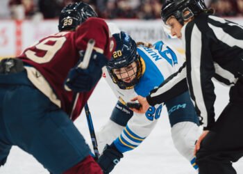 Sarah Nurse and Marie-Philip Poulin face off - Photo @ PWHL