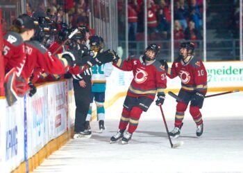 Rebecca Leslie celebrates a goal for the Ottawa Charge - Photo @ Ellen Bond