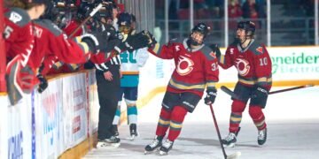 Rebecca Leslie celebrates a goal for the Ottawa Charge - Photo @ Ellen Bond