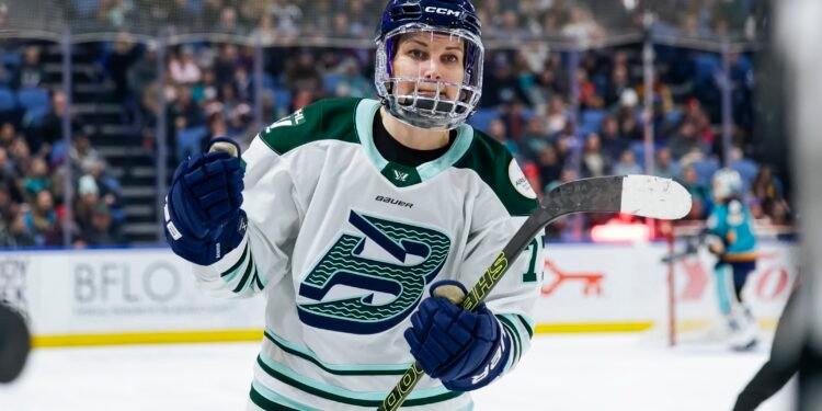 Susanna Tapani celebrates a goal for the PWHL's Boston Fleet - Photo @ PWHL