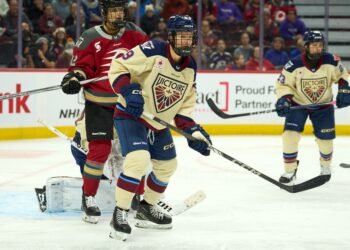 Kati Tabin with the PWHL's Montreal Victoire - Photo @ Ellen Bond
